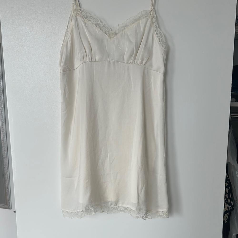 Elegant Cream Lace-Trimmed Slip Dress